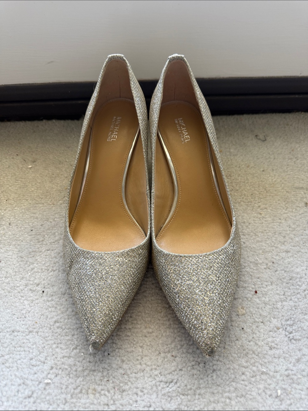 MICHAEL Michael Kors Silver Glitter Pointed Toe Heels